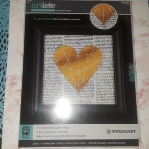 Artiste set of geometric heart cross stitch